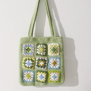 Handmade Crochet Flower Bag,Flower Shoulder Bag,Floral Bag,Flower Cochet Tote Bag,Knitted Tote Bag,Granny Square Crochet Bag