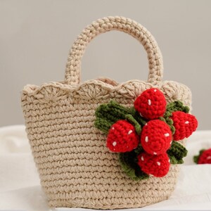 Handmade Bagcrochet Tote Bag Knitted Strawberry - Etsy