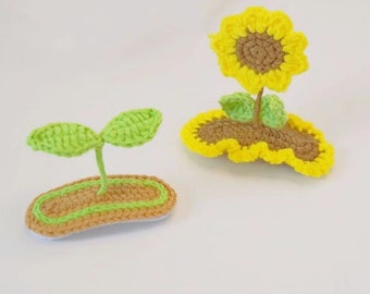 Crochet Sunflower Hairpins ,Amigurumi Hair Accessories, Handmade Hairclips