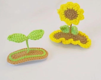 Forcine per capelli girasole all'uncinetto, accessori per capelli Amigurumi, fermagli per capelli fatti a mano