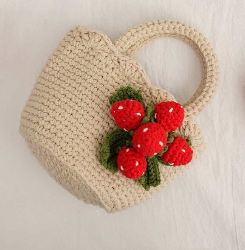 Handmade Bagcrochet Tote Bag Knitted Strawberry - Etsy