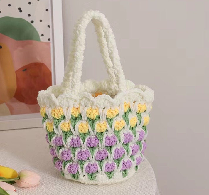 Crochet Tulip Bag Handmade Flower Bag Knitted Bag for Her - Etsy