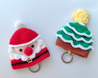 PATTERN: Crochet Christmas Key Cover PATTERN, Amigurumi Santa Key Bag PATTERN