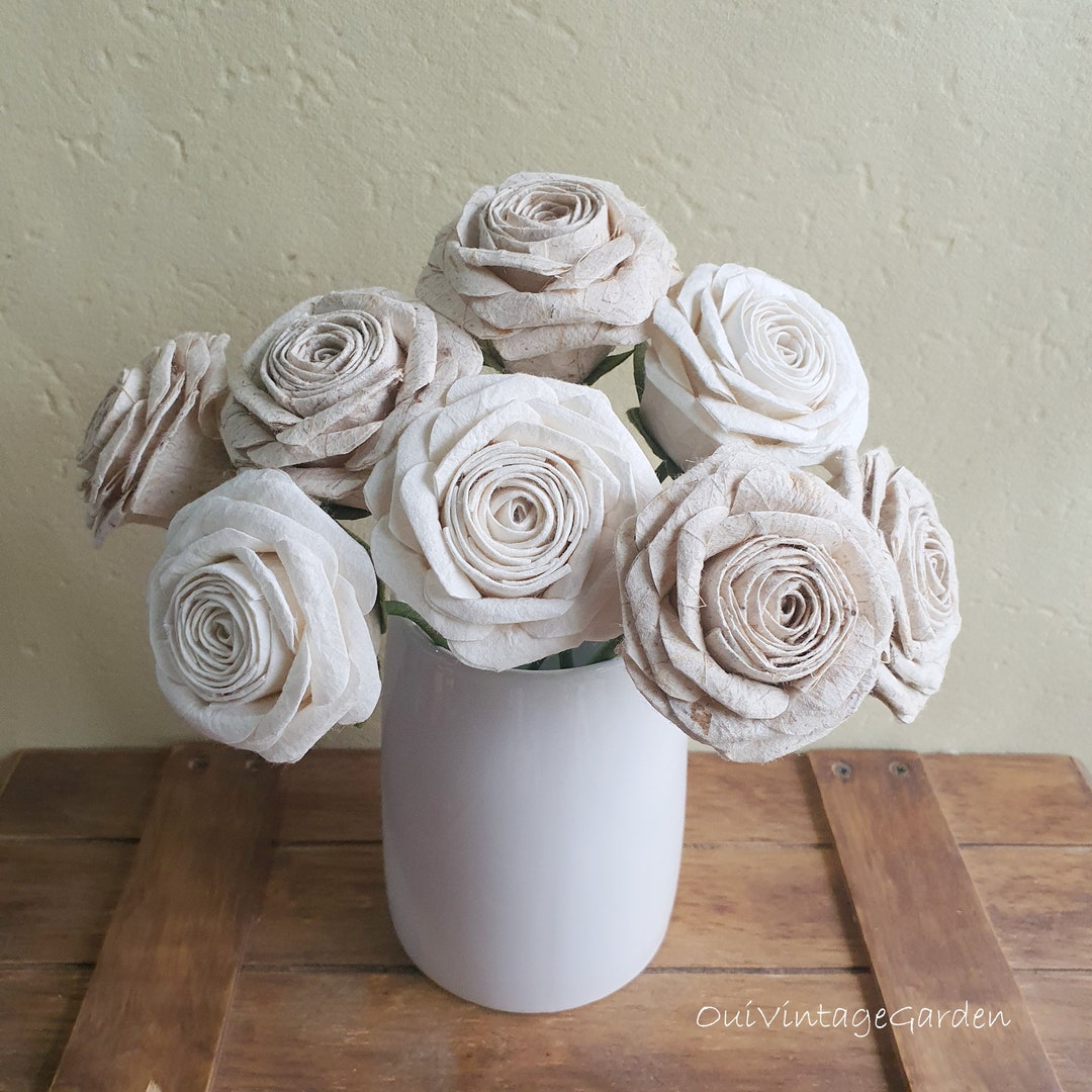 Purchase Paper Roses Natural Color Paper Roses, Paper Rose With Stem, Vintage Paper Roses ...