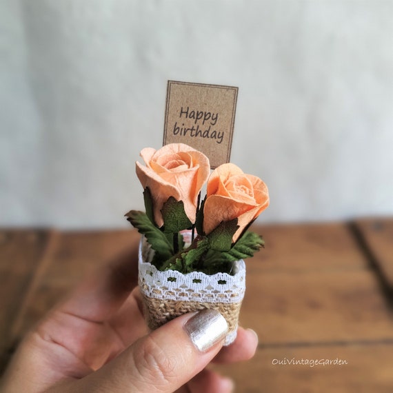 Rosas naranjas en macetas pequeñas Flor de papel hecha - Etsy España
