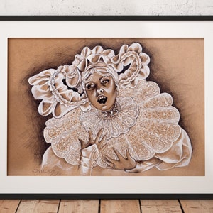 PÓSTER Vampiro Lucy - Lápiz Dibujo realista a mano Impresión de bellas artes Arte de fan Regalos de películas Arte de terror gótico