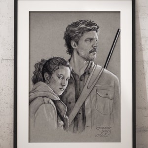 POSTER Ellie und Joel - Bleistift Realistische Handzeichnung Fine Art Druck Fan Art Geschenk für Spiele Liebhaber