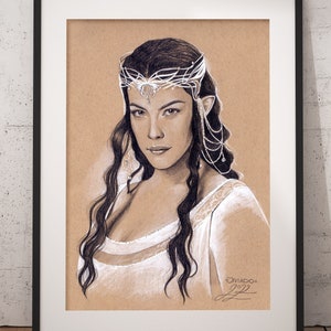 POSTER Elfen Prinzessin Portrait - Bleistift Realistische Handzeichnung Fine Art Print Wohnkultur Fan Art Geschenke