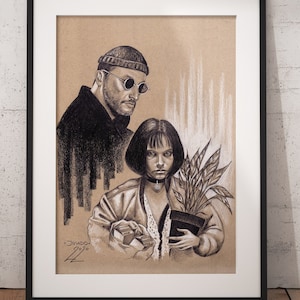POSTER Leon y Mathilda - Lápiz Realista Dibujo a mano Bellas Artes Impresión Fan Art Película Regalos