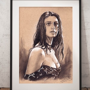 POSTER Yen en el retrato de la Academia - Lápiz Realista Dibujo a mano Bellas Artes Impresión Decoración del hogar Fan Art Regalos Geralt Lanza una moneda a tu