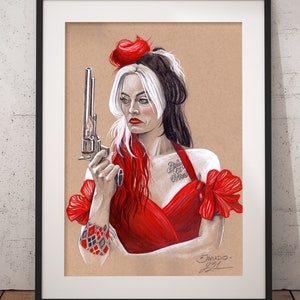 POSTER Harlekin Portrait - Bleistift Realistische Handzeichnung Fine Art Print Fan Art Film Geschenke