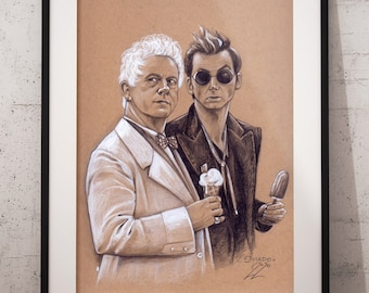 PÓSTER Ángel Aziraph y Crowl Retrato - Lápiz Realista Dibujo a Mano Bellas Artes Fan Película Regalos