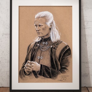 POSTER Red Dragon Prince Portrait - Bleistift Realistische Handzeichnung Fine Art Print Home Decor Fan Art Geschenke HOFD GoT