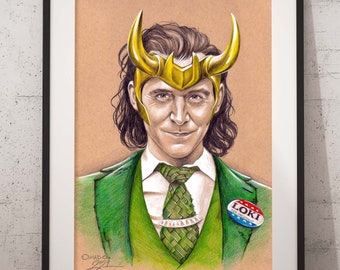 POSTER God of Mischief Portrait - Pencil Realistic Hand Drawing Fine Art Print Movie Gifts Superhero