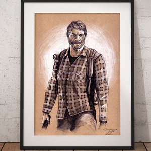 POSTER Joel de TLOU - Lápiz Realista Dibujo a mano Bellas Artes Impresión Fan Art Regalo para amantes de los juegos