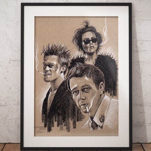 POSTER FC - Lápiz Realista Dibujo a mano Bellas Artes Impresión Fan Art Película Regalos Durden Marla Cantante