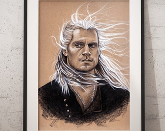 POSTER Toss a Coin to Geralt Portrait - Pencil Realistic Hand Drawing Fine Art Print Fan Art Gifts Decor