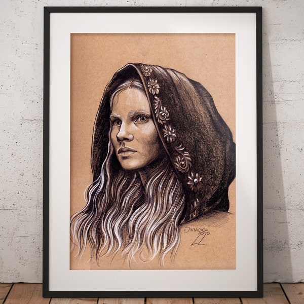 POSTER Ciri Portrait - Pencil Realistic Hand Drawing Fine Art Print Home Decor Fan Art Gift Decor Toss a coin to your