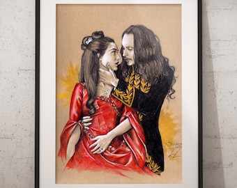 CARTEL Mina y Vlad - Dibujo realista a lápiz a mano Impresión de bellas artes Fan Art Película Regalos