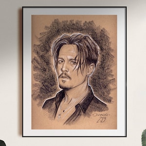 POSTER Johnny Portrait - Dibujo a mano a lápiz Impresión de bellas artes Decoración del hogar Arte de la pared Fan Art Regalos Decoración Jack Pirate