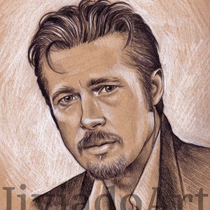 RETRATO ORIGINAL Brad - Lápiz Dibujo a mano Decoración del hogar Fan Art Regalos Decoración