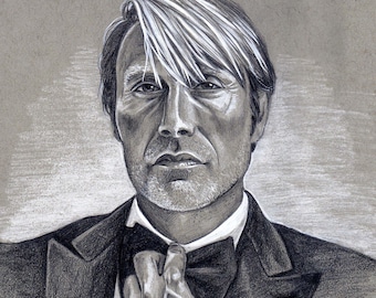 ORIGINAL PORTRAIT Fantastic Mads - Pencil Realistic Hand Drawing Fine Art Movie Gifts Fan Art Horror gothic fans