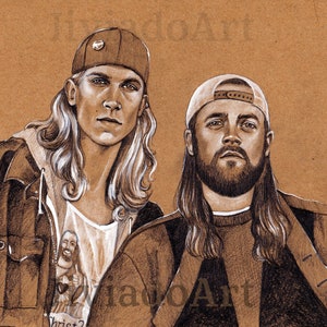 ORIGINAL PORTRAIT Jay und Bob - Bleistift Realistische Handzeichnung Fine Art Film Geschenke Fan Art