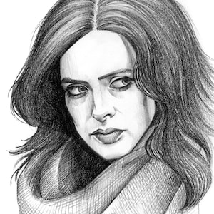 ORIGINAL PORTRAIT Jessica J Sketch - Limited Edition Bleistift Hand Zeichnung Fine Art Home Decor