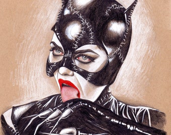 ORIGINAL PORTRAIT Cat Selina - Pencil Realistic Hand Drawing Fine Art Movie Gifts Fan Art Superhero