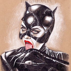 ORIGINAL PORTRAIT Katze Selina - Bleistift Realistische Handzeichnung Fine Art Film Geschenke Fan Art Superheld