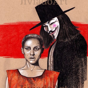 ORIGINAL PORTRAIT Vendetta - Bleistift Realistische Hand zeichnung Fine Art Film Geschenke Fan Art
