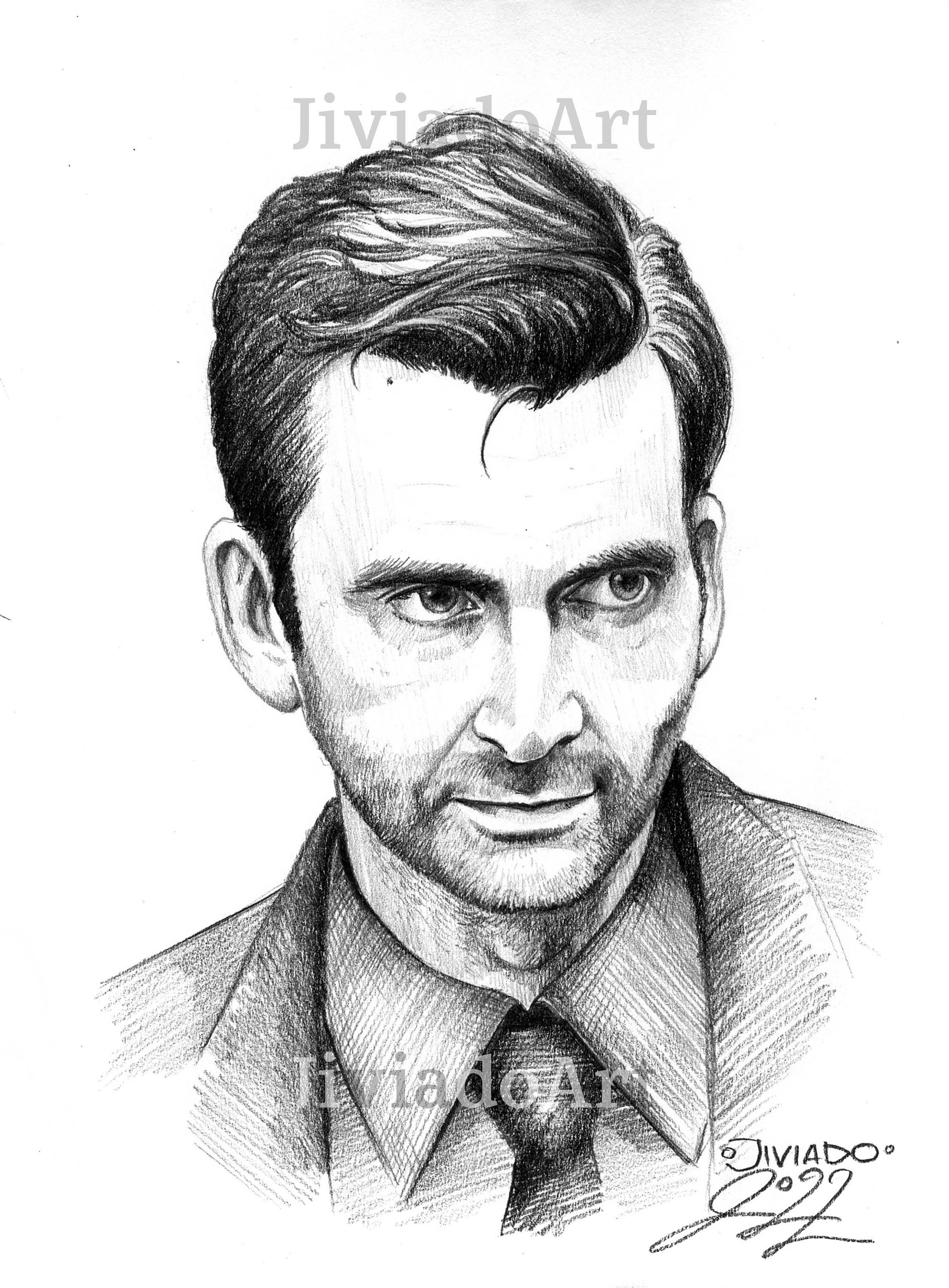 ORIGINAL PORTRAIT David T Sketch - Limited Edition Pencil Hand Drawing Fine Art Home Decor
