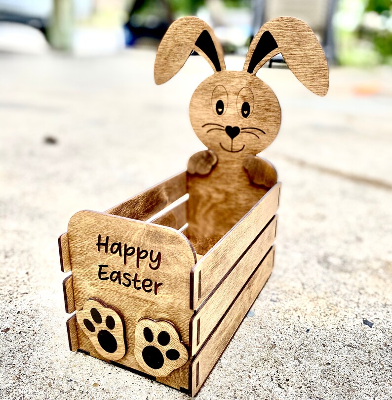 Wooden Easter Bunny Basket SVG Digital Laser Cut File | Etsy