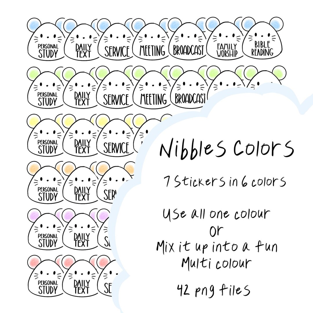 Nibbles Spiritual Routine Colours Digital Stickers for Planner ...
