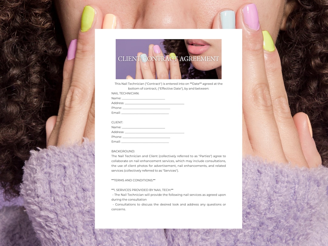 Nail Technician Contract Template, Nail Service Agreement, Salon Nail Technician Contract Template, Nail Service Agreement, Salon