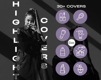 Portadas destacadas de belleza, iconos de esteticista, Instagram DIY (SVG, plantilla de Canva)