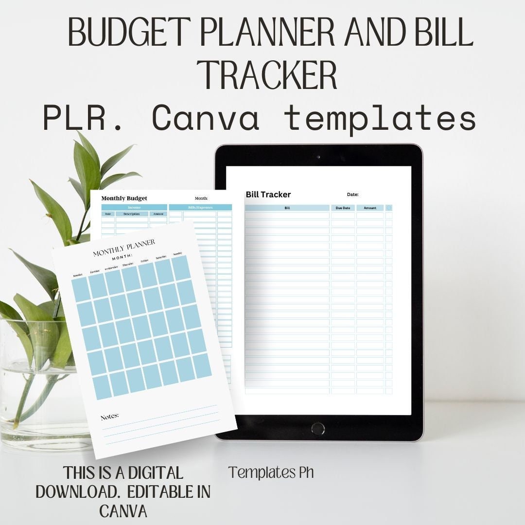 PLR Budget Planner Bill Tracker Printable, Pdf Planner, Mmr, Canva ...