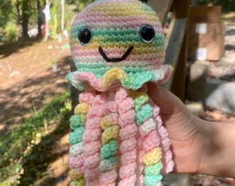 Pastel Rainbow Crocheted Baby Jellyfish