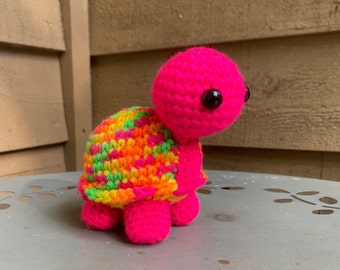 Mini Neon Crocheted Tortoise