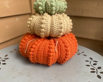 Stackable Farmhouse Style Crochet Pumpkins