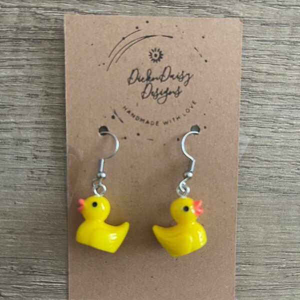 Boucles d'oreilles canard en caoutchouc, boucles d'oreilles en résine bon marché, boucles d'oreilles tendance, cadeau d'anniversaire, cadeaux pour elle, cadeau Saint-Valentin, remplissage de bas, père Noël secret