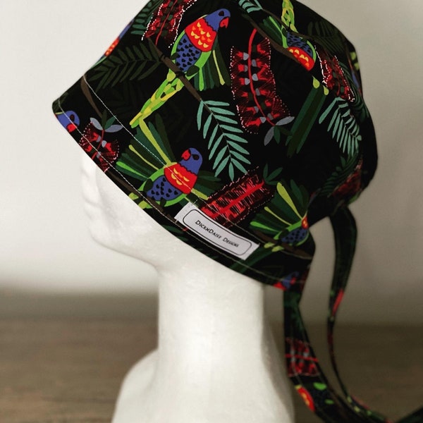 Scrub Cap, Scrub Hat, Theatre Cap, Rosella Scrub Cap, surgical cap, Aussie Bird scrub cap, Australian Scrub Cap