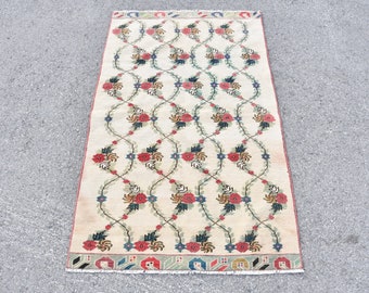 1.8x4.2 Ft Vintage decorative mini Turkish rug
