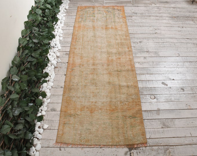 Wool Rug Kitchen Rug Faded Rug 2.3x6.9 ft Runner Rug Stair Rug Oriental Rug Vintage Rug Oushak Rug Turkish Rug 8127 Antique Rug