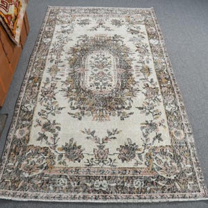 Vintage Rug, Turkish Rug, 4x7 Area Rugs, Anatolian Rug, Rugs For Salon, 3.8x6.6 ft Beige Rug, Soft Washable Oushak Rug, Antique Area Rug,