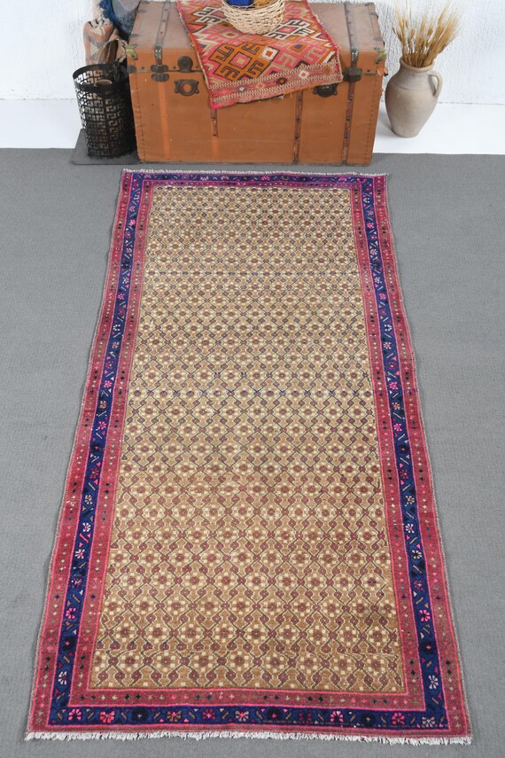 トルコ製ヴィンテージ特大ラグ 3.4x7.4フィート (105 x 225 cm
