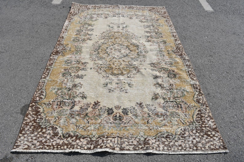 Turkish Large Rug, 2024 5x8 ft, Vintage Rug, Oushak Rug, Living Room Rug, Organic Rug, Handmade Rug, Oriental Rug, Salon Rug, Decorative Rug 6129