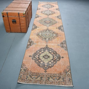 Vintage Rug, Turkish Rug, Runner Rug, Home Decor Rug, 32x147 inches Orange Carpet, Decorative Kitchen Carpet,  10904