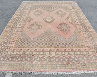 Turkish Rug, Vintage Rug,  Oversize Carpet, Antique Carpet, 137x194 inches Red Carpet, Handmade Home Decor Rugs,  10261