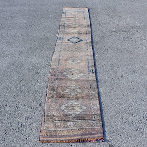 Vintage Turkish Runner Rug, 2x11ft Herki Rug, Bohemian Hallway Carpet, Decorative Stair Rugs, Handmade Anatolian Floor Decor